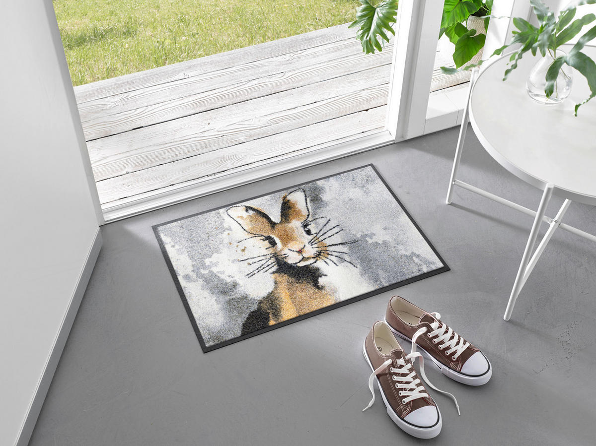 FUSSMATTE 40/60 cm Hopps  - Grau, Natur, Kunststoff/Textil (40/60cm) - wash+dry