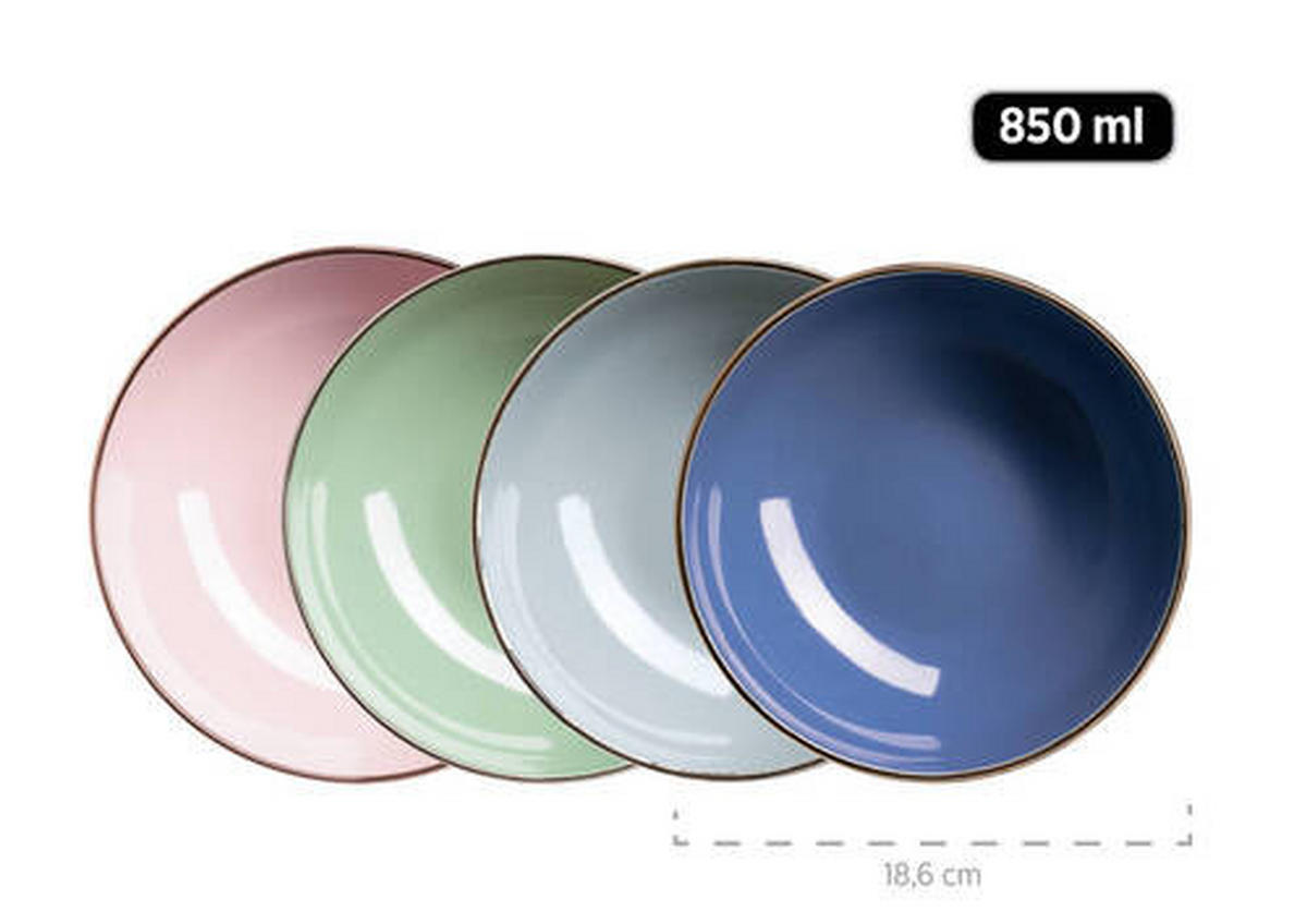 KOMBISERVICE Metallic Rim 16-teilig  - Rosa/Dunkelblau, Basics, Keramik (33/31,7/32,5cm) - Mäser