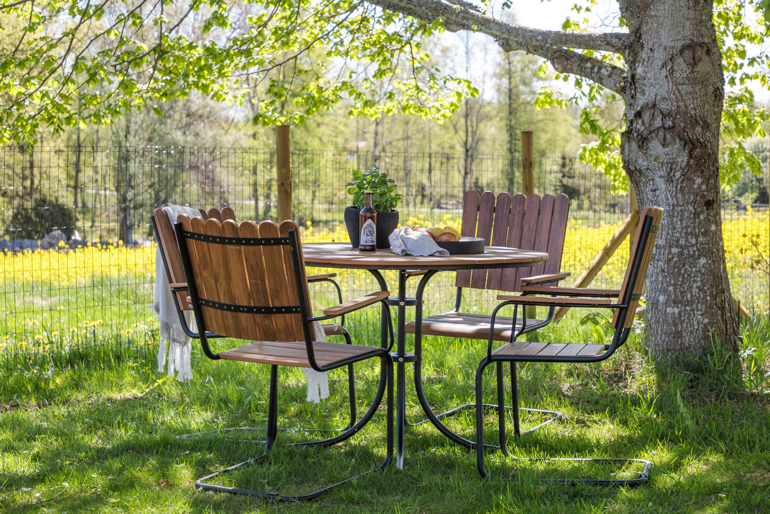 GARTENTISCHGRUPPE  - Schwarz, KONVENTIONELL, Metall - Gardenson