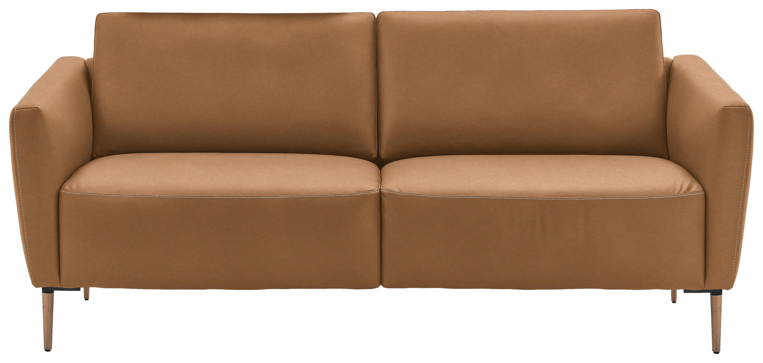 2-SITZER-SOFA  in Echtleder Haselnussfarben   - Eichefarben/Beige, Natur, Leder/Holz (207/86/87cm) - Valnatura