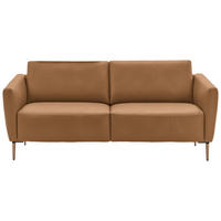 2-SITZER-SOFA  in Echtleder Haselnussfarben   - Eichefarben/Beige, Natur, Leder/Holz (207/86/87cm) - Valnatura