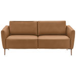 2-SITZER-SOFA  in Echtleder Haselnussfarben   - Eichefarben/Beige, Natur, Leder/Holz (207/86/87cm) - Valnatura
