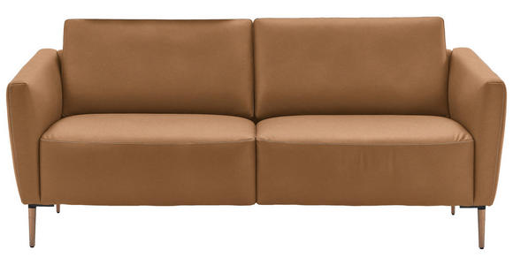 2-SITZER-SOFA  in Echtleder Haselnussfarben   - Eichefarben/Beige, Natur, Leder/Holz (207/86/87cm) - Valnatura