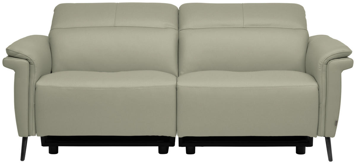 3-SITZER-SOFA Echtleder Hellgrau  - Hellgrau/Schwarz, Design, Leder/Metall (210/79/104cm) - Belluti