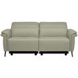 3-SITZER-SOFA  in Echtleder Hellgrau   - Hellgrau/Schwarz, Design, Leder/Metall (210/79/104cm) - Belluti