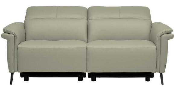 3-SITZER-SOFA  in Echtleder Hellgrau   - Hellgrau/Schwarz, Design, Leder/Metall (210/79/104cm) - Belluti