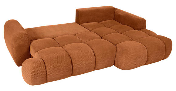ECKSOFA in Flachgewebe Rostfarben - Rostfarben/Schwarz, KONVENTIONELL, Kunststoff/Textil (274/174cm) - Carryhome