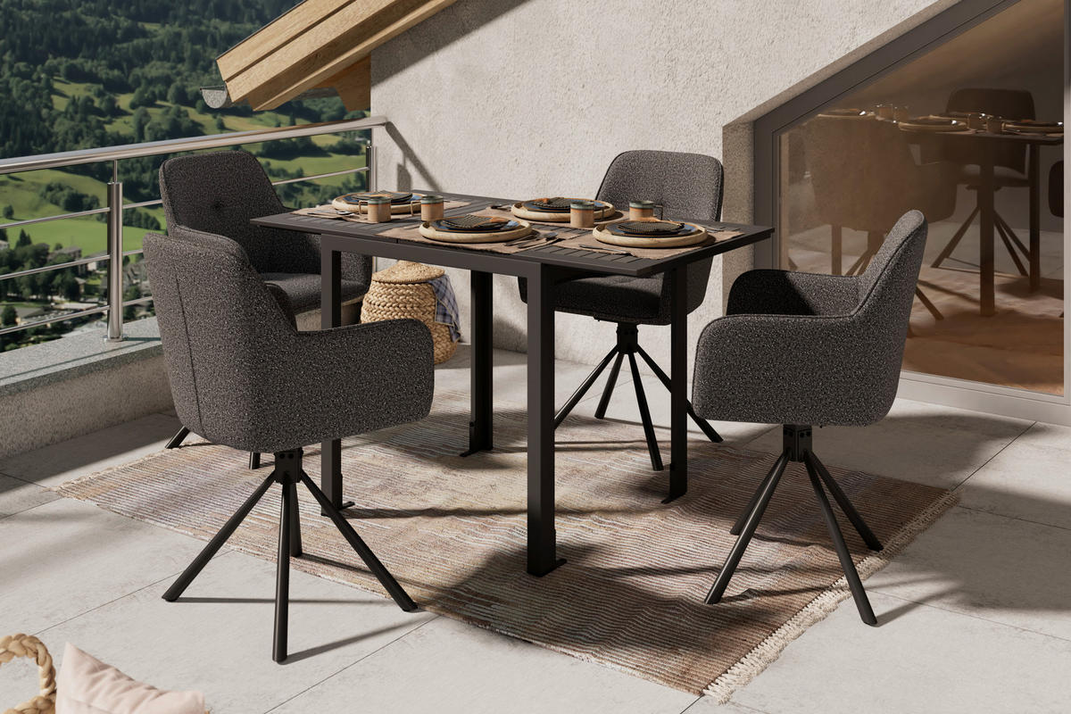 GARTENTISCH  - Dunkelgrau, MODERN, Kunststoff/Metall (123/70/75/70cm) - Ambia Garden