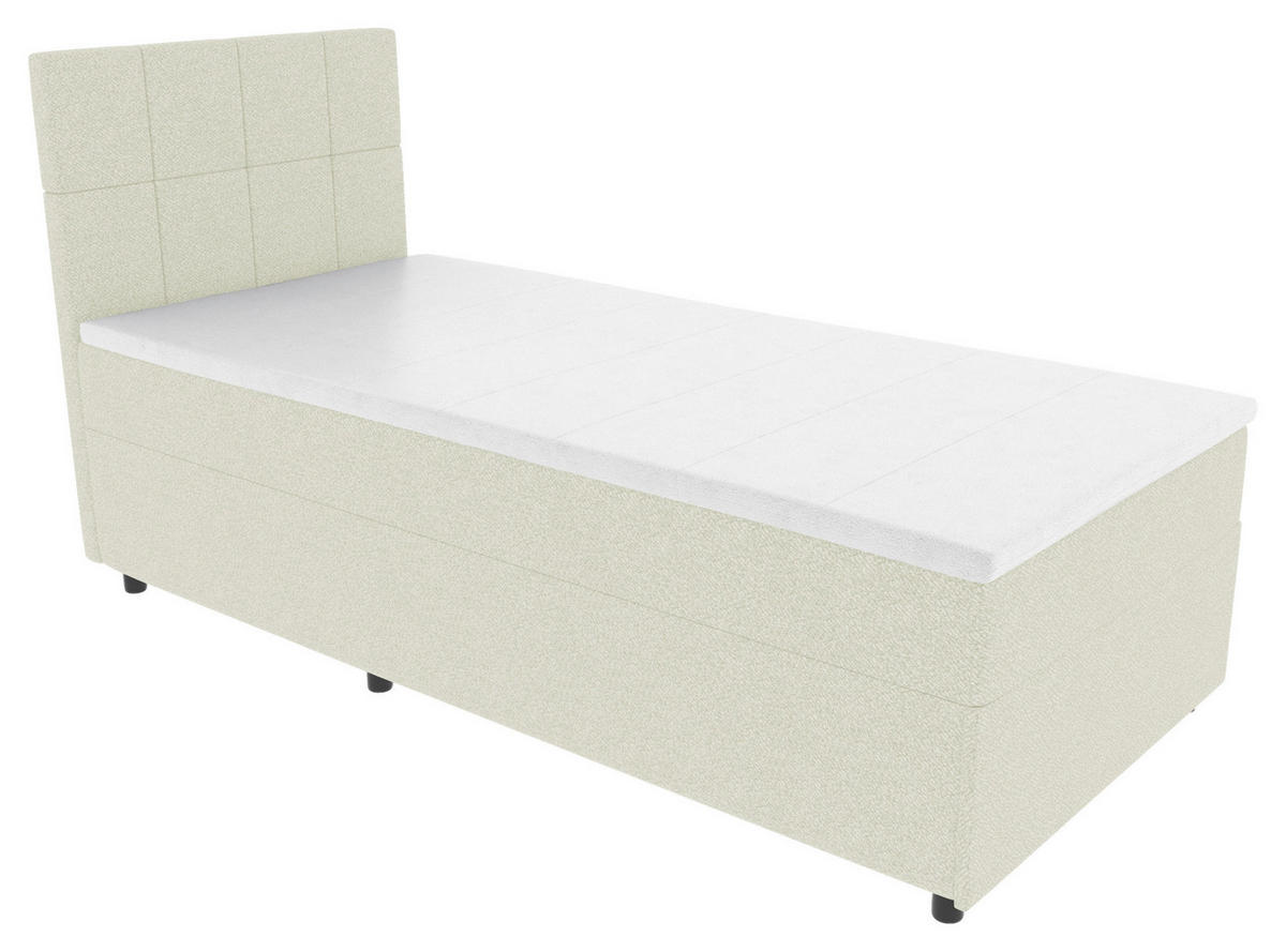 BOXBETT 90/200 cm,  in Creme, Matratze, Topper, Bettschublade, H3 = fest  - Creme/Schwarz, KONVENTIONELL, Kunststoff/Textil (90/200cm) - Boxxx