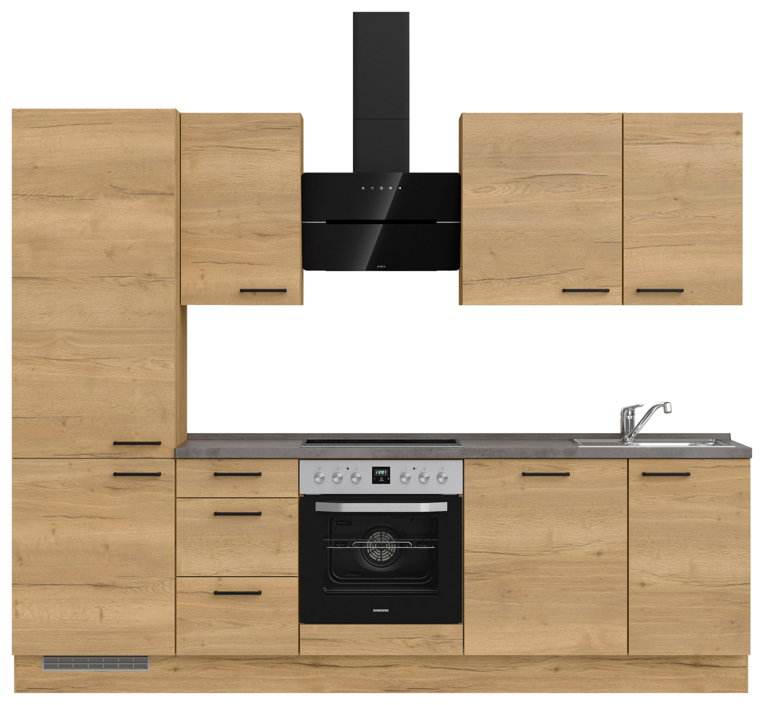 KÜCHENLEERBLOCK 270 cm   in Eichefarben, Schieferfarben  - Schieferfarben/Eichefarben, MODERN, Holzwerkstoff/Metall (270cm) - Nobilia