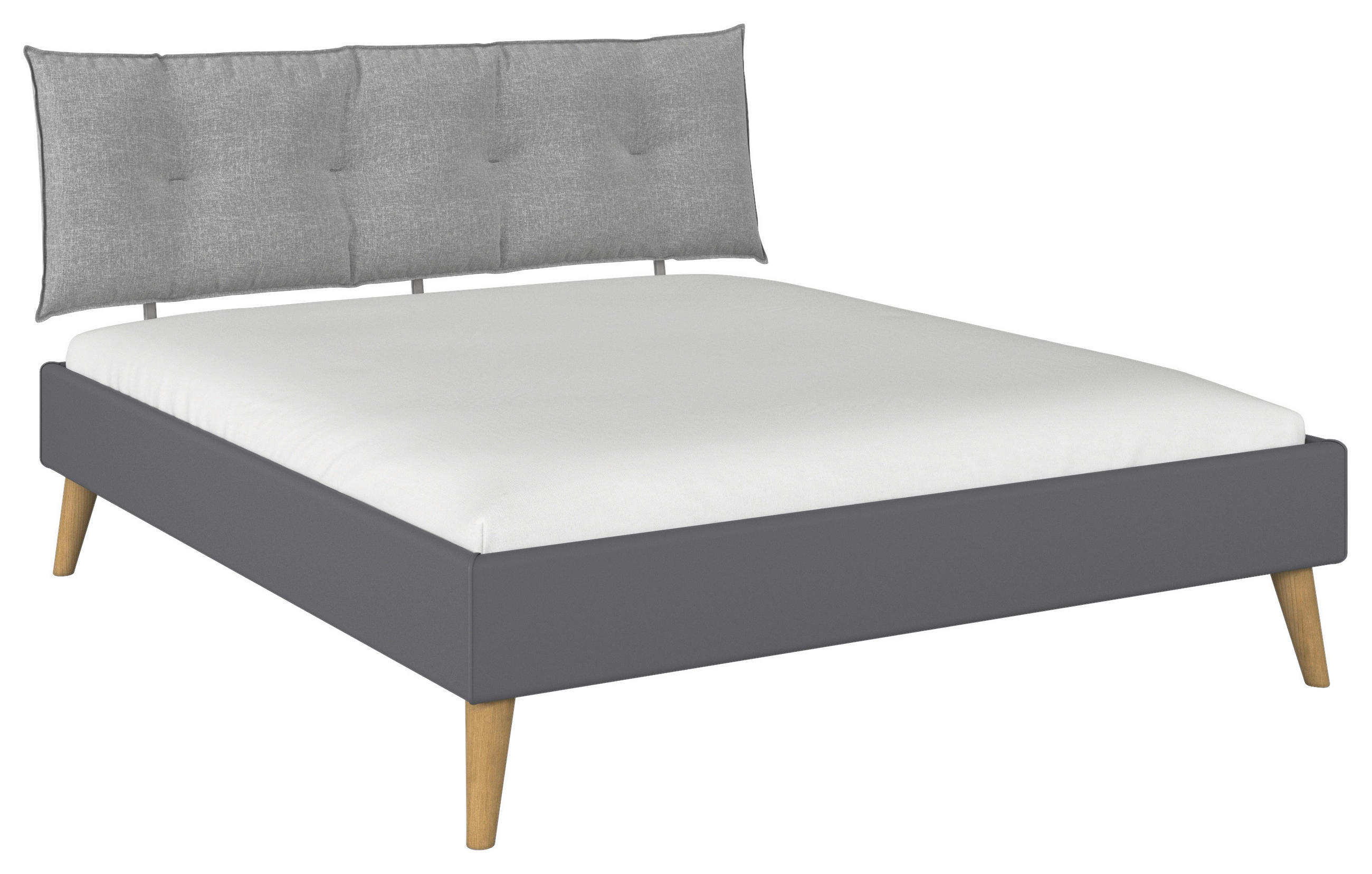 BETT 180/200 cm,  in Grau,  - Wildeiche/Grau, Design, Holz/Textil (180/200cm) - Carryhome