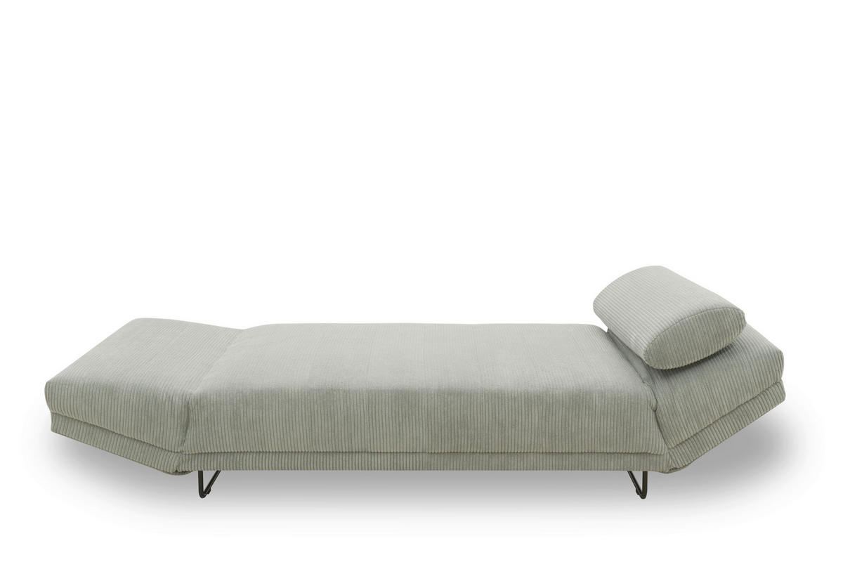 SCHLAFSOFA in Cord, Mikrofaser Hellgrau  - Hellgrau/Schwarz, Design, Textil/Metall (210/95/97cm) - MID.YOU