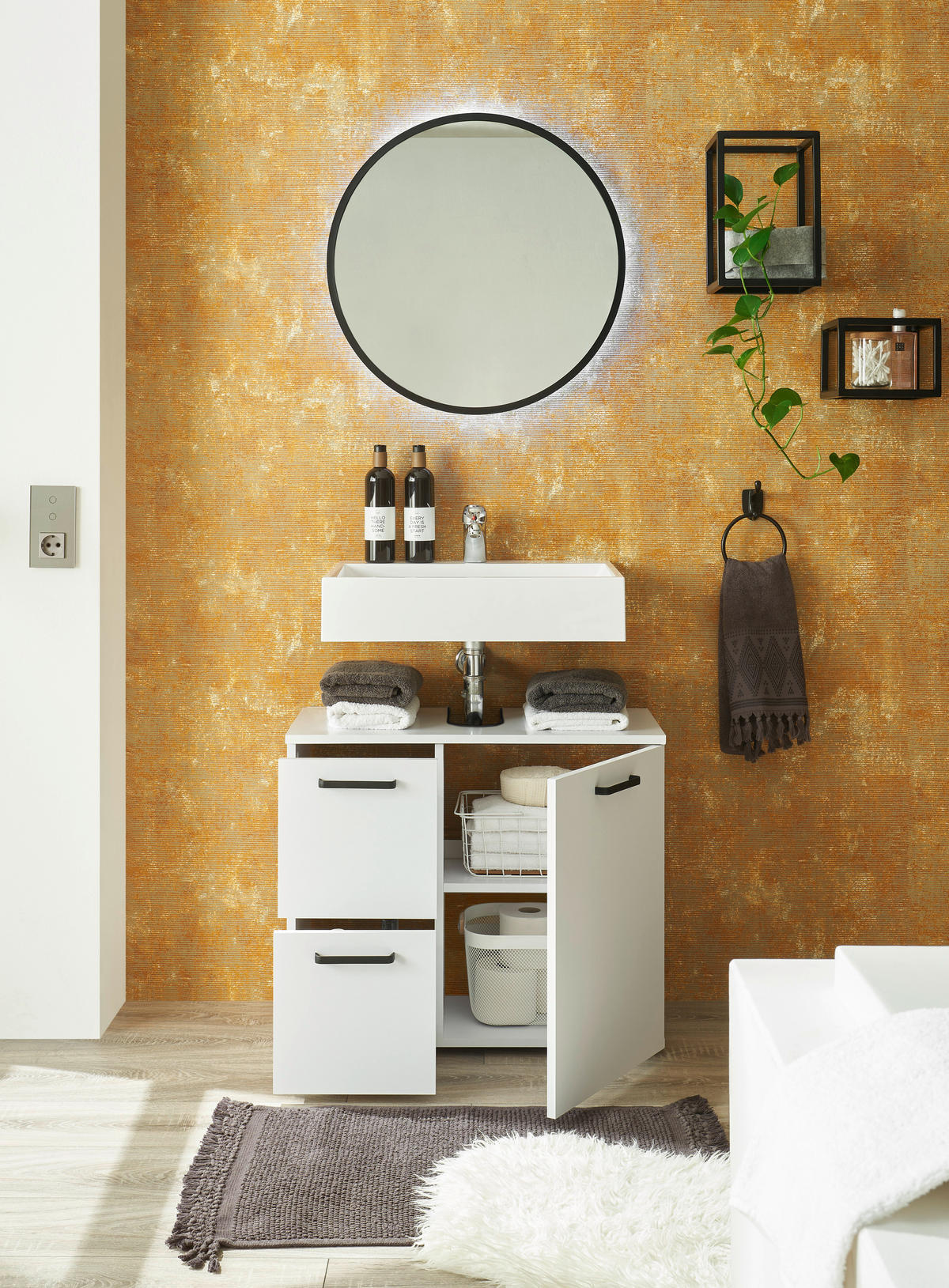 WASCHBECKENUNTERSCHRANK 70/60/35 cm  - Schwarz/Weiß, MODERN, Holzwerkstoff/Kunststoff (70/60/35cm) - MID.YOU