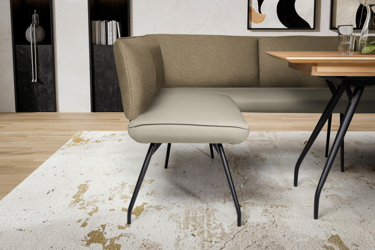 ECKBANK 225/165 cm  in Graubraun  - Graubraun/Schwarz, Design, Textil/Metall (225/165cm) - Moderano