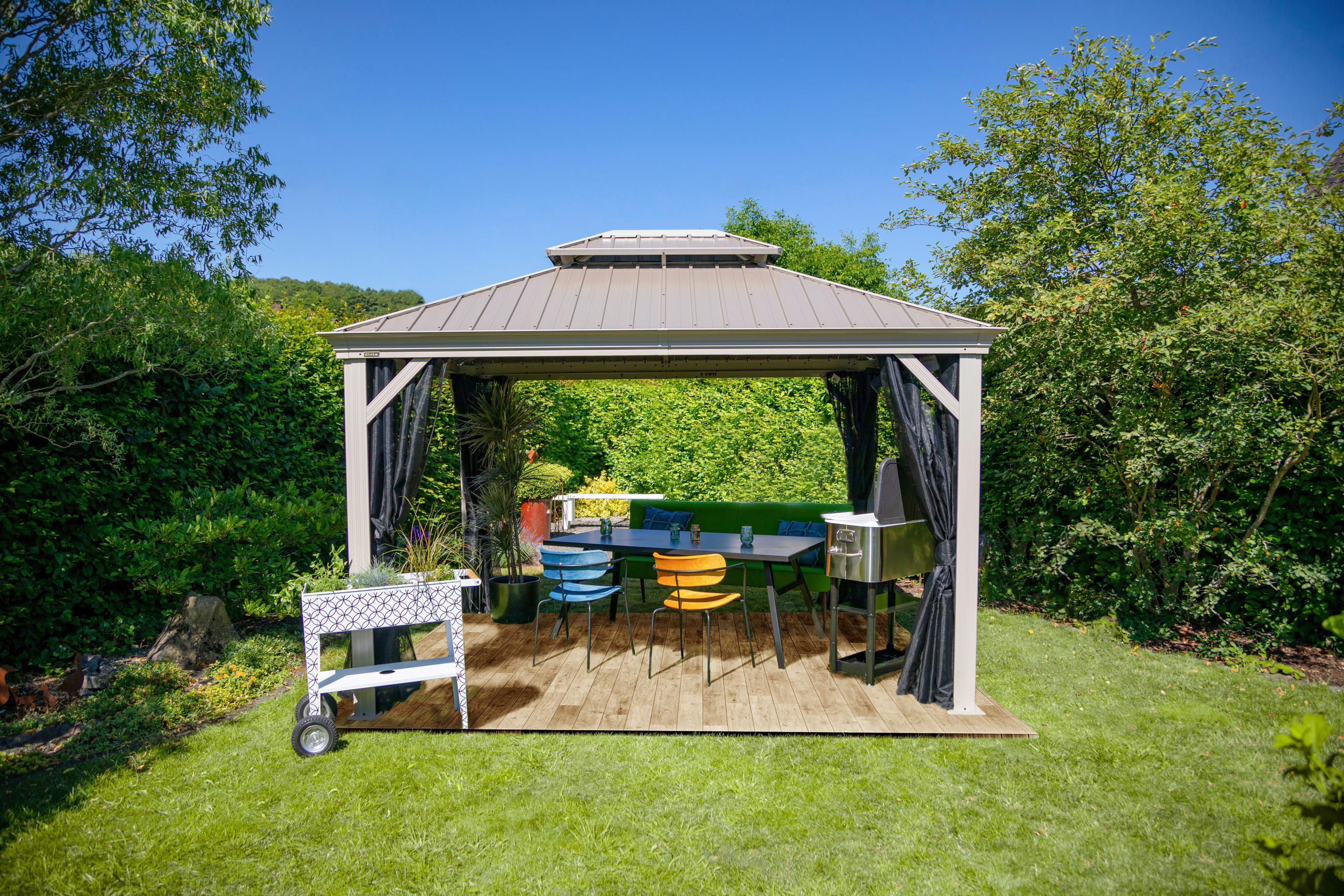 PAVILLON 483/307/363 cm Aluminium  - Champagner, Basics, Metall (483/307/363cm)