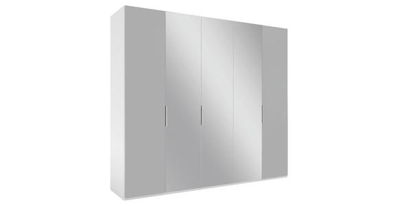 DREHTÜRENSCHRANK  in Grau, Weiß  - Alufarben/Weiß, KONVENTIONELL, Glas/Holzwerkstoff (250/223/62cm) - Novel