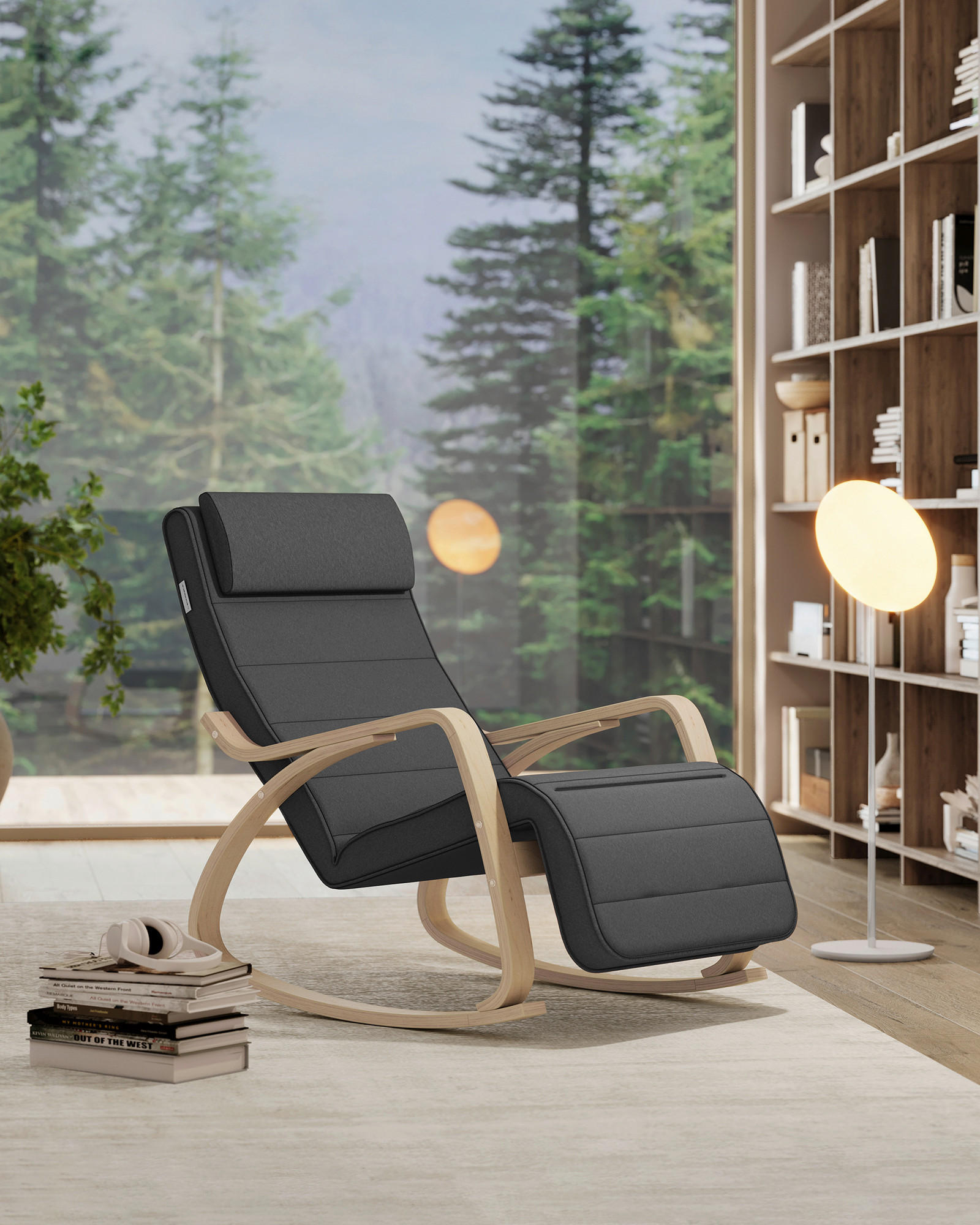 RELAXAČNÉ KRESLO, drevo, textil, tmavosivá - farba brezy/tmavosivá, Basics, drevo/textil (121,5/84/67cm) - Boxxx
