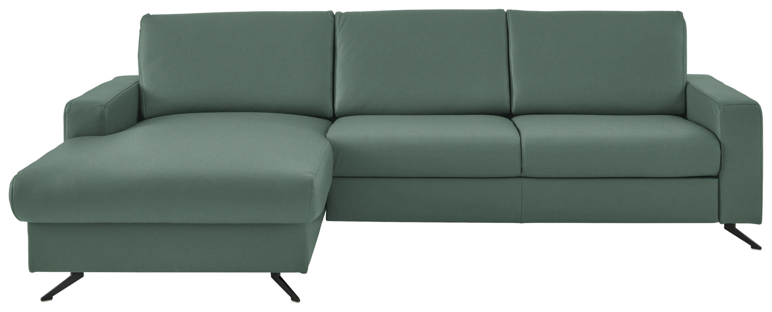 ECKSOFA in Echtleder Opal  165/267 cm  - Opal/Schwarz, Design, Leder/Metall (165/267cm) - Beldomo Premium