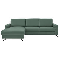 ECKSOFA in Echtleder Opal  165/267 cm  - Opal/Schwarz, Design, Leder/Metall (165/267cm) - Beldomo Premium