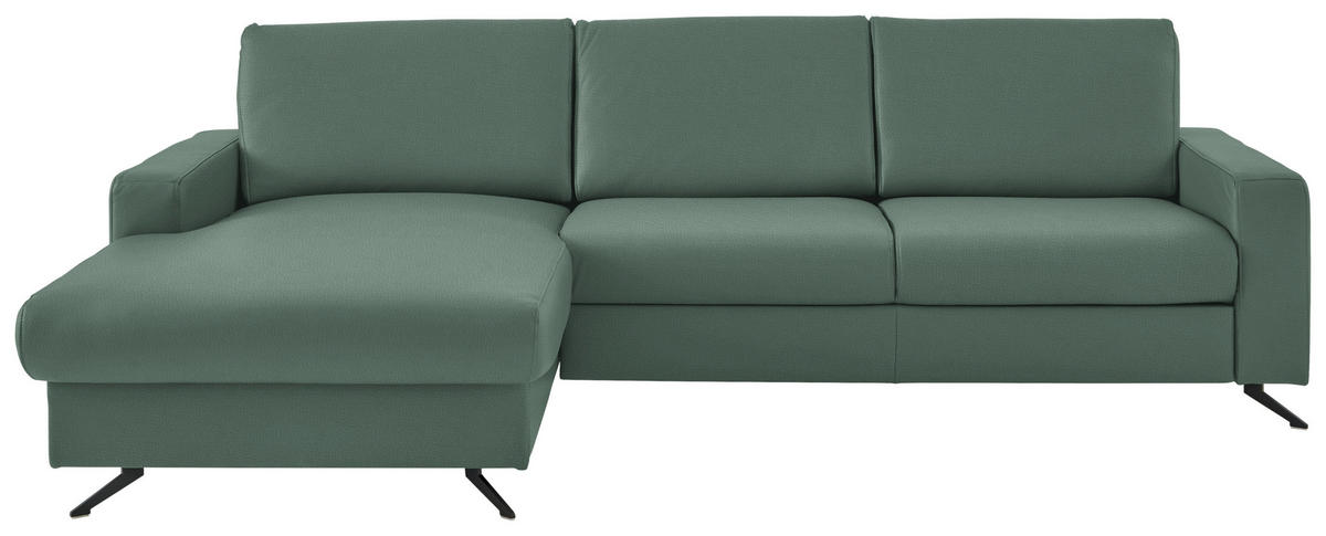 ECKSOFA in Echtleder Opal  165/267 cm  - Opal/Schwarz, Design, Leder/Metall (165/267cm) - Beldomo Premium