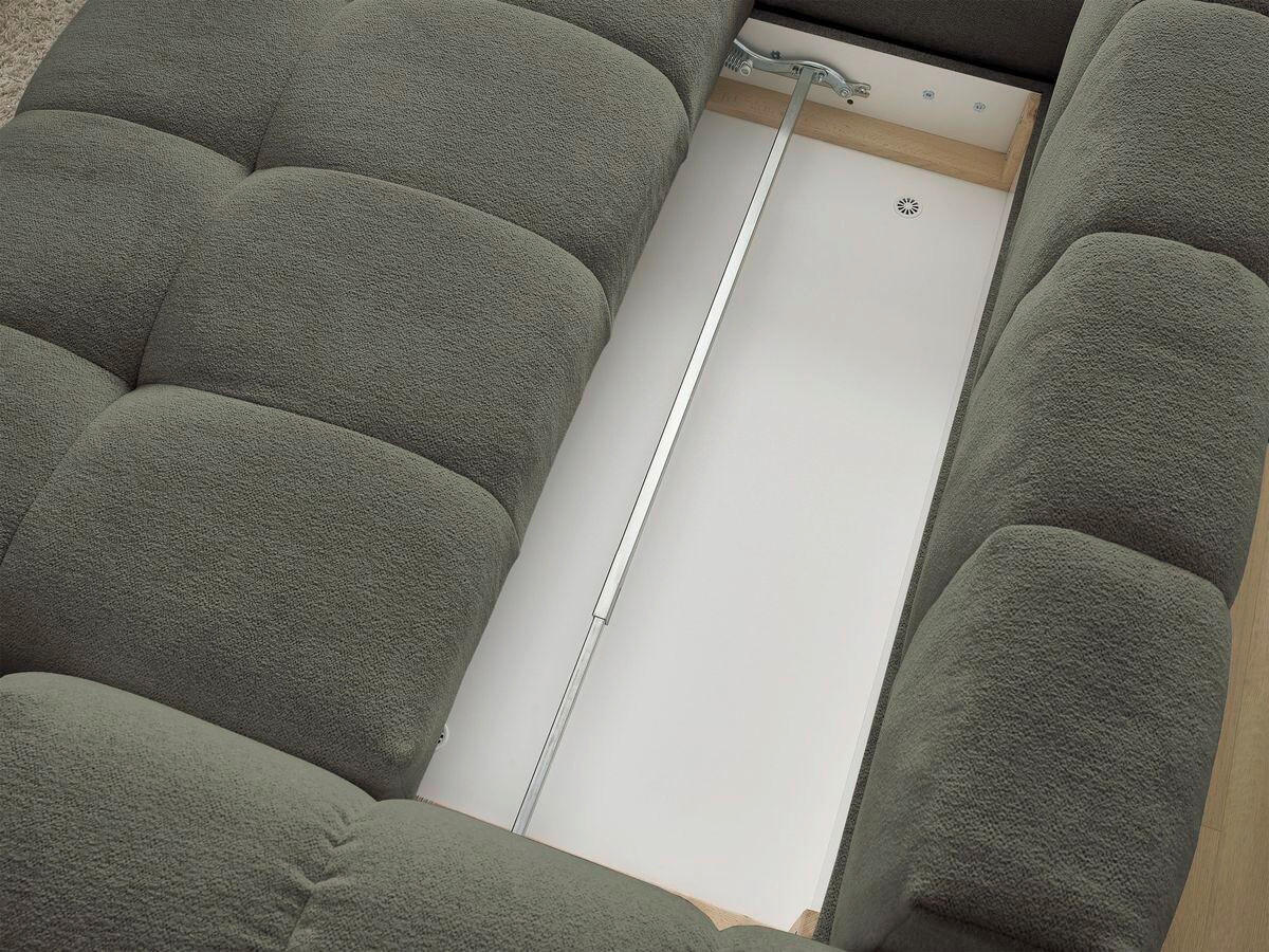 ECKSCHLAFSOFA EVEREST  mit Rücken echt, Armteil links, Armteil rechts Flachgewebe Grün  - Schwarz/Grün, MODERN, Kunststoff/Textil (320/212cm)