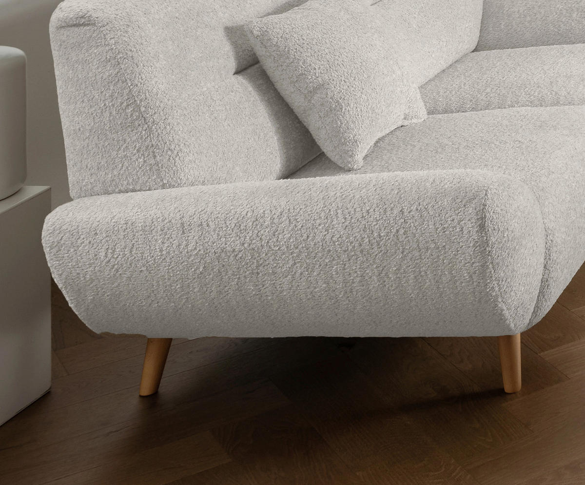 2-SITZER-SOFA in Bouclé Weiss  - Wildeiche/Weiss, Konventionell, Holz/Textil (173/81/90cm) - MID.YOU