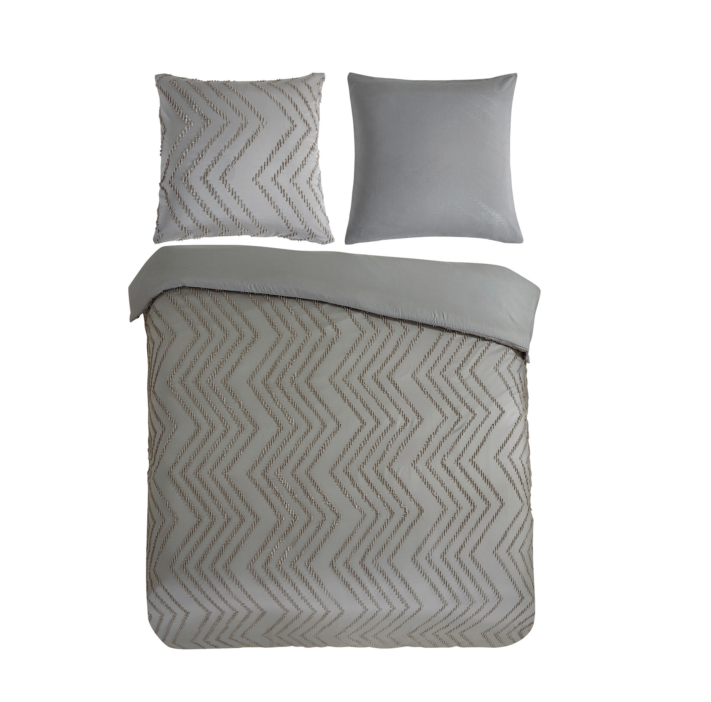 BETTWÄSCHE Zigzag Mikrofaser 200/200 cm  - Grau, Basics, Textil (200/200cm)