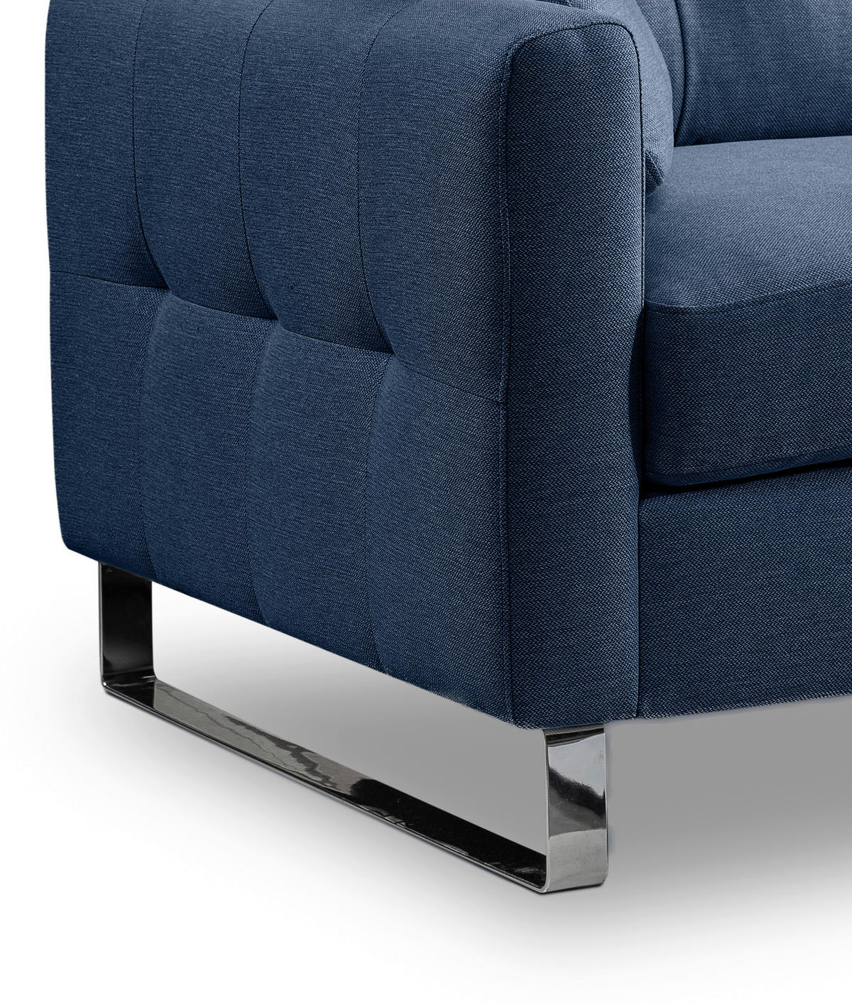 2-SITZER-SOFA HERA Flachgewebe Dunkelblau  - Chromfarben/Dunkelblau, Basics, Textil/Metall (172/94cm) - MID.YOU