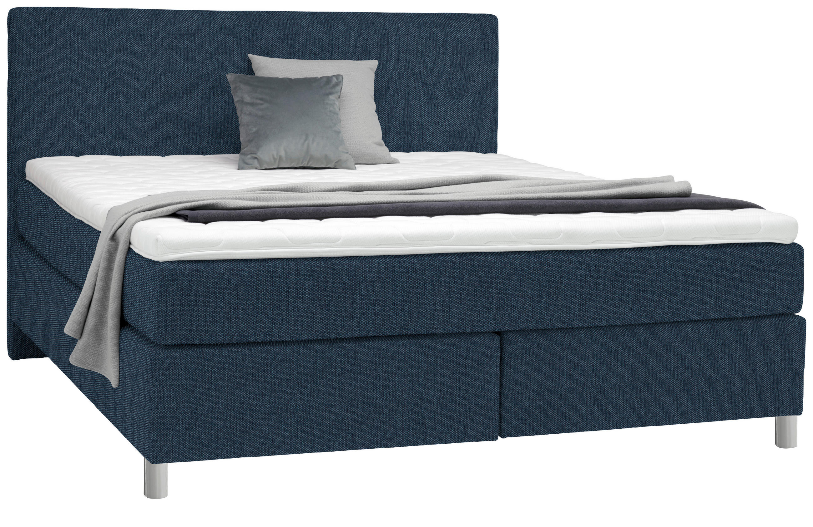 BOXSPRINGBETT 180/200 cm  in Blau  - Chromfarben/Blau, KONVENTIONELL, Kunststoff/Textil (180/200cm) - Voleo