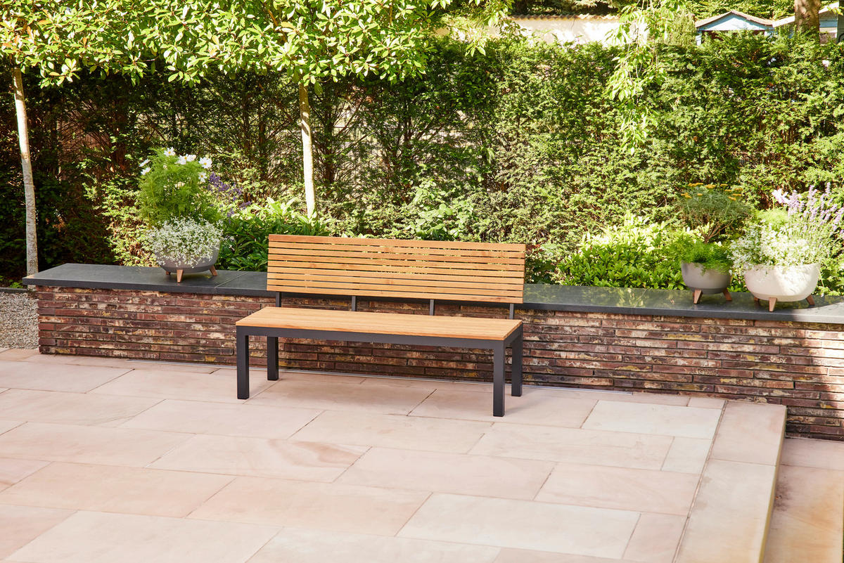 GARTENBANK 146/84/57,5 cm  in Naturfarben  - Anthrazit/Robinienfarben, KONVENTIONELL, Holz/Metall (146/84/57,5cm) - Siena Garden