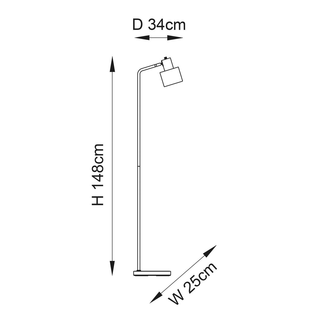 STEHLEUCHTE 25/34/148 cm    - Schwarz/Bronzefarben, KONVENTIONELL, Metall (25/34/148cm) - ENDON