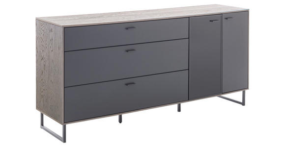 SIDEBOARD Schwarz, Eichefarben 178/84/44 cm - Eichefarben/Anthrazit, Design, Glas/Holz (178/84/44cm) - Novel