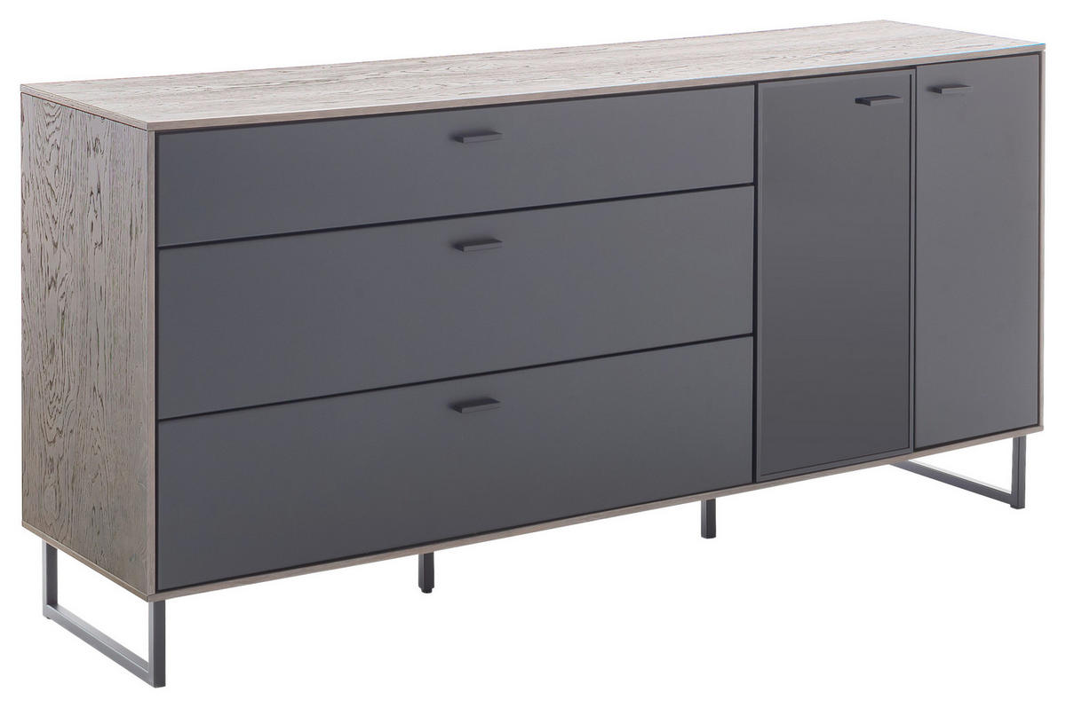 SIDEBOARD 178/84/44 cm  - svart/antracit, Design, metall/trämaterial (178/84/44cm) - MID.YOU
