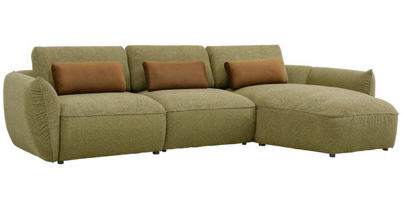 ECKSOFA Coperta in Chenille Dunkelgrün  340/190 cm  - Dunkelgrün/Schwarz, Design, Kunststoff/Textil (340/190cm) - Belluti