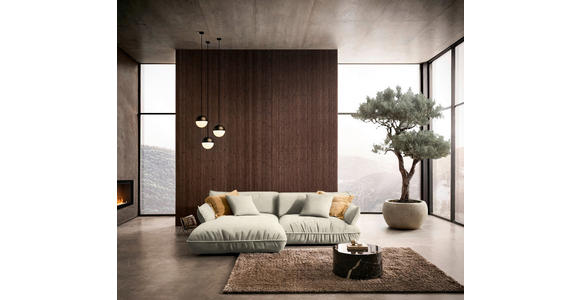 ECKSOFA  in Flachgewebe Creme  185/264 cm  - Creme/Schwarz, Design, Kunststoff/Textil (185/264cm) - Belluti