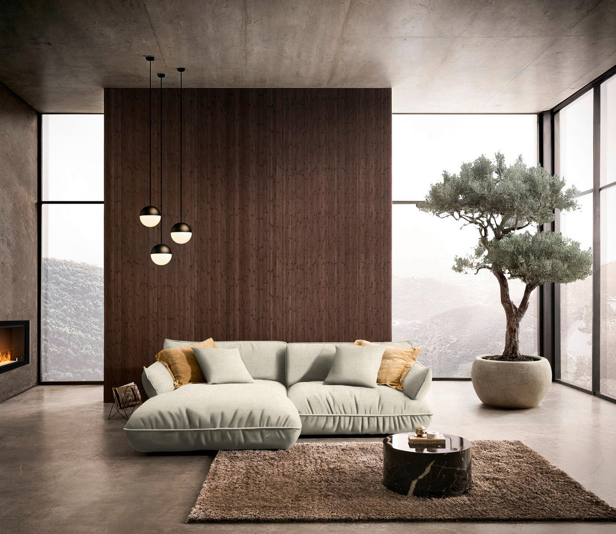 ECKSOFA  in Flachgewebe Creme  185/264 cm  - Creme/Schwarz, Design, Kunststoff/Textil (185/264cm) - Belluti