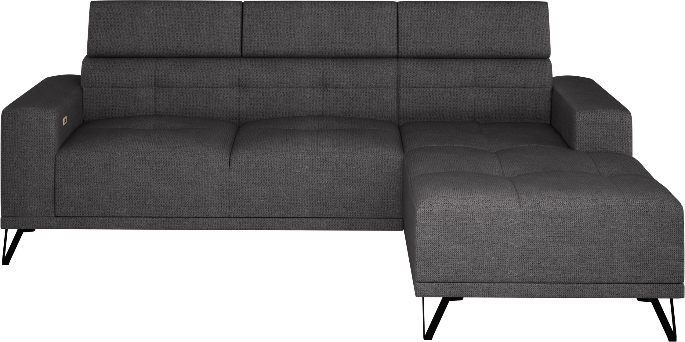 ECKSOFA Anthrazit Chenille  - Anthrazit/Schwarz, KONVENTIONELL, Textil/Metall (264/178cm) - Hom`in