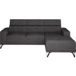 ECKSOFA Anthrazit Chenille  - Anthrazit/Schwarz, KONVENTIONELL, Textil/Metall (264/178cm) - Hom`in