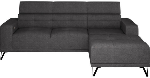 ECKSOFA Anthrazit Chenille - Anthrazit/Schwarz, KONVENTIONELL, Textil/Metall (264/178cm) - Hom`in
