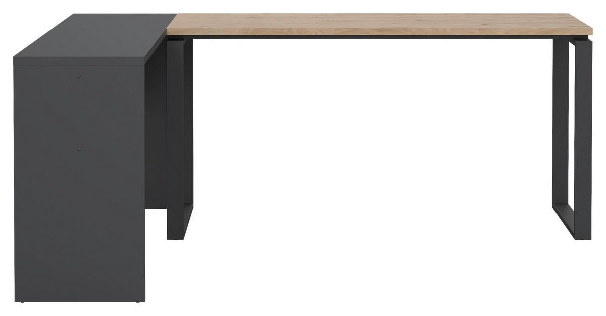 SCHREIBTISCHKOMBINATION Grau, Eichefarben  - Eichefarben/Grau, MODERN, Holzwerkstoff (160/100/75,6cm) - MID.YOU