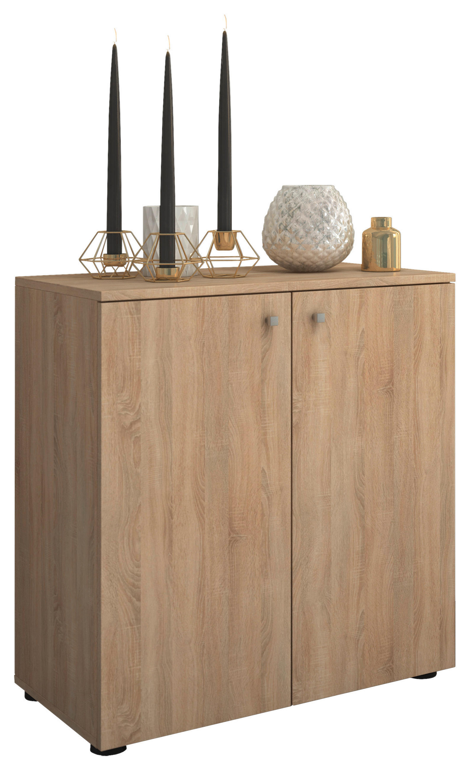 BYRÅ 70/74/40 cm  - Sonoma ek/silver, Basics, trämaterial/plast (70/74/40cm) - MID.YOU