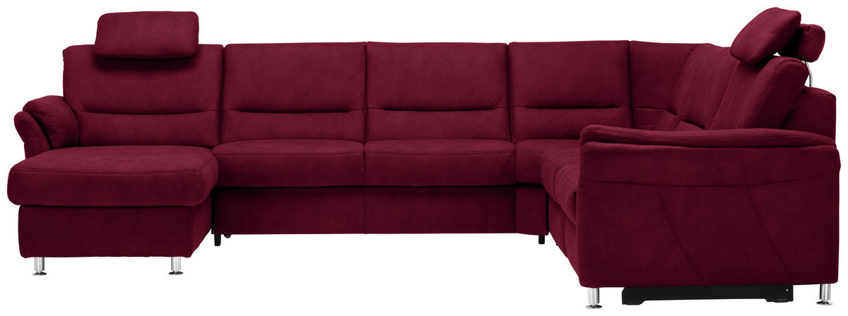 SOFFA i mikrofiber vinröd  - vinröd/aluminiumfärg, Klassisk, metall/textil (173/330/262cm) - Beldomo System