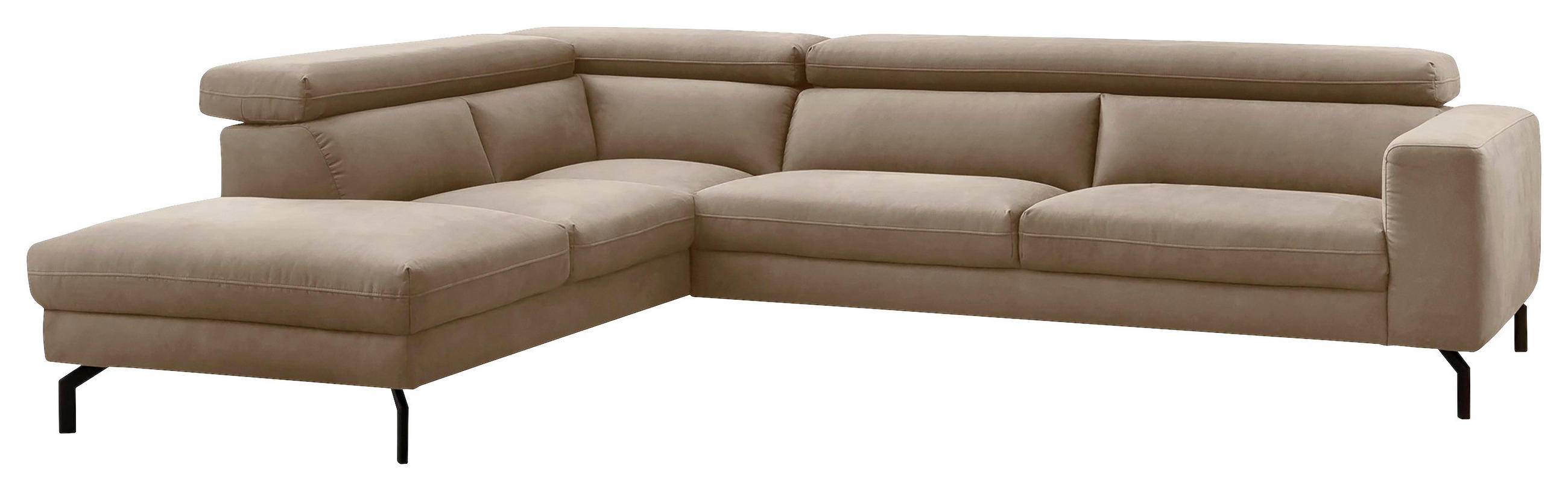 ECKSOFA Beige Mikrofaser  - Beige/Schwarz, MODERN, Textil/Metall (233/305cm) - MID.YOU