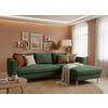 ECKSCHLAFSOFA  mit Rücken echt, Armteil links, Armteil rechts Cord Dunkelgrün  - Dunkelgrün/Buchefarben, MODERN, Holz/Textil (232/161cm) - Trendmanufaktur