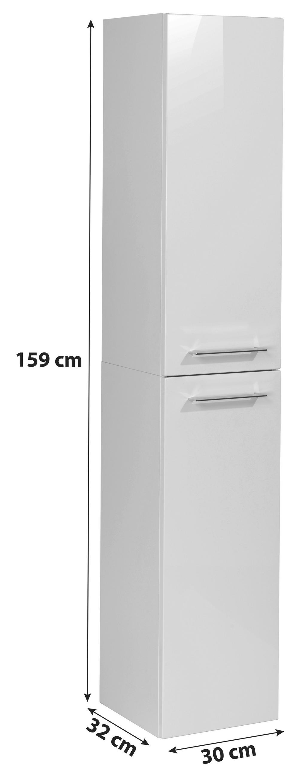 HOCHSCHRANK 30/159/32 cm  - Chromfarben/Weiß, MODERN, Glas/Holzwerkstoff (30/159/32cm) - Voleo