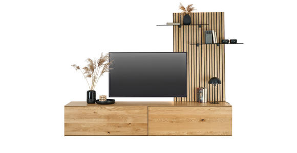 WOHNWAND 2-teilig  in Eichefarben  242/160/50 cm  - Eichefarben, Design, Glas/Holz (242/160/50cm) - Dieter Knoll