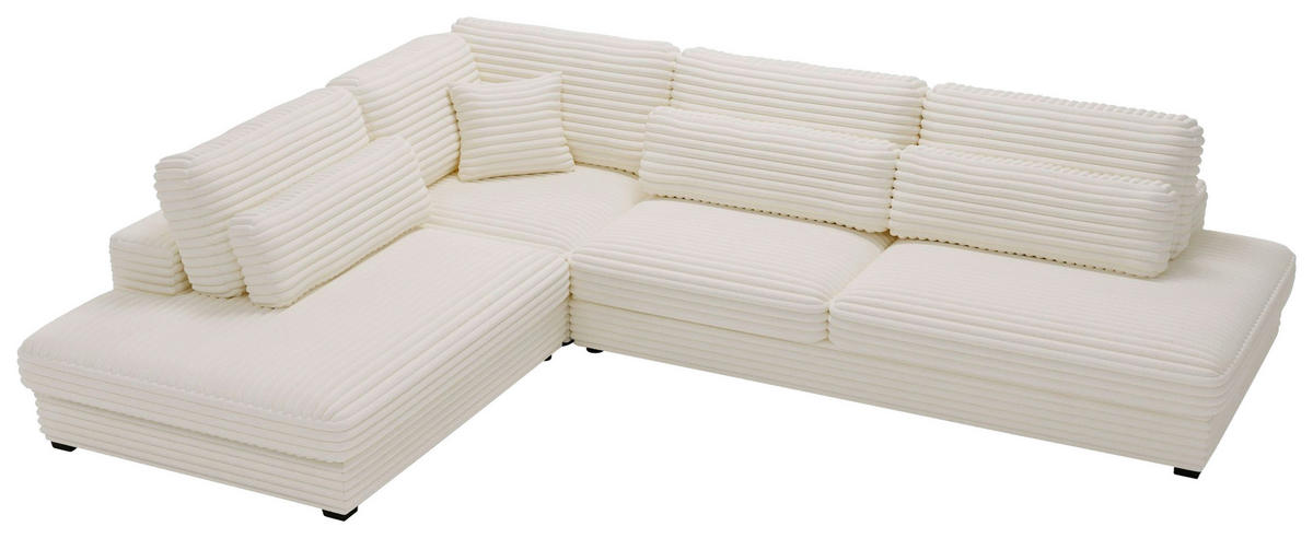ECKSOFA in Cord, Plüsch Beige  244/332 cm  - Beige/Schwarz, Design, Kunststoff/Textil (244/332cm) - Livetastic