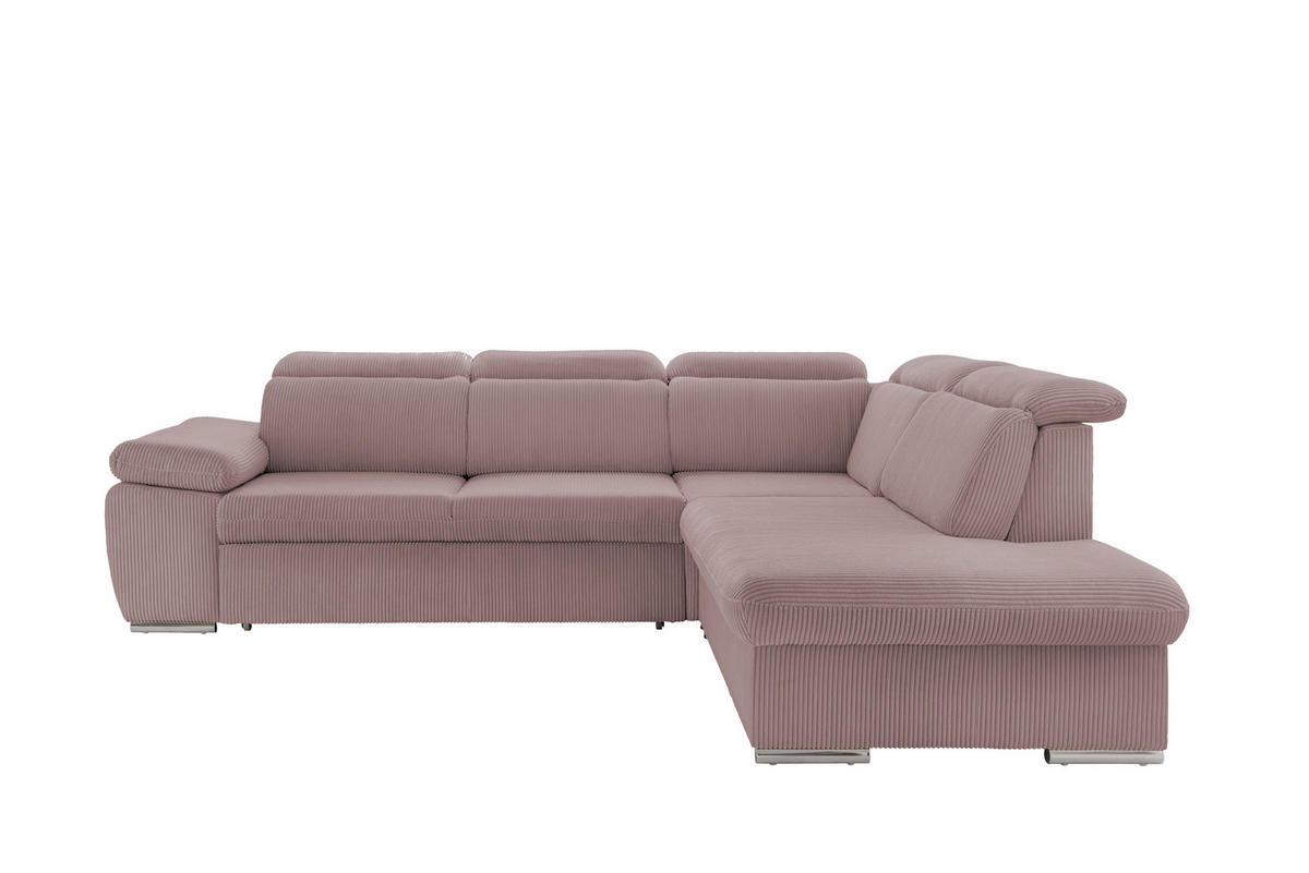 ECKSOFA Cord Rosa  - Chromfarben/Rosa, Design, Textil/Metall (283/228cm) - Livetastic