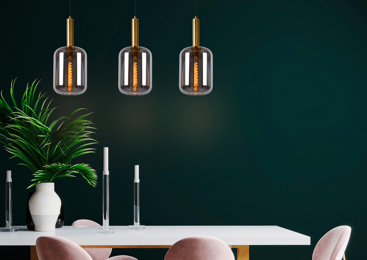 HÄNGELEUCHTE Joanet 110/22/150 cm   - Hellgrau, Design, Glas (110/22/150cm) - Lucide