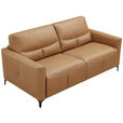 SCHLAFSOFA  in Echtleder Cognac  - Cognac/Schwarz, Design, Leder/Metall (191/89/97cm) - Novel